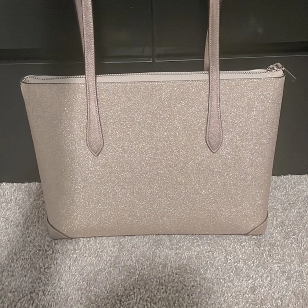 Kate Spade Lola Shimmy Glitter Rose Gold Holiday Tote Bag - Picture 9 of 14